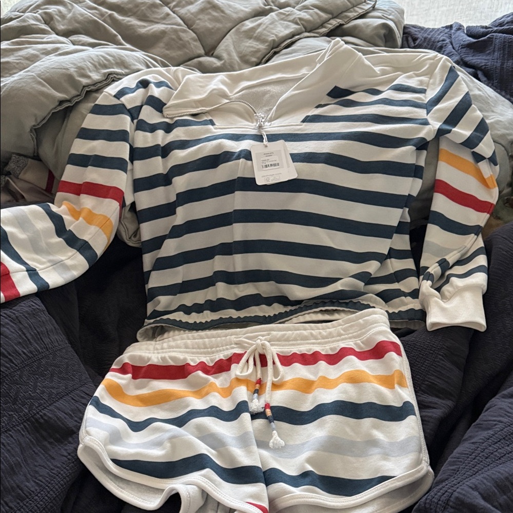 PJ Salvage Multicolor Striped Lounge Set New